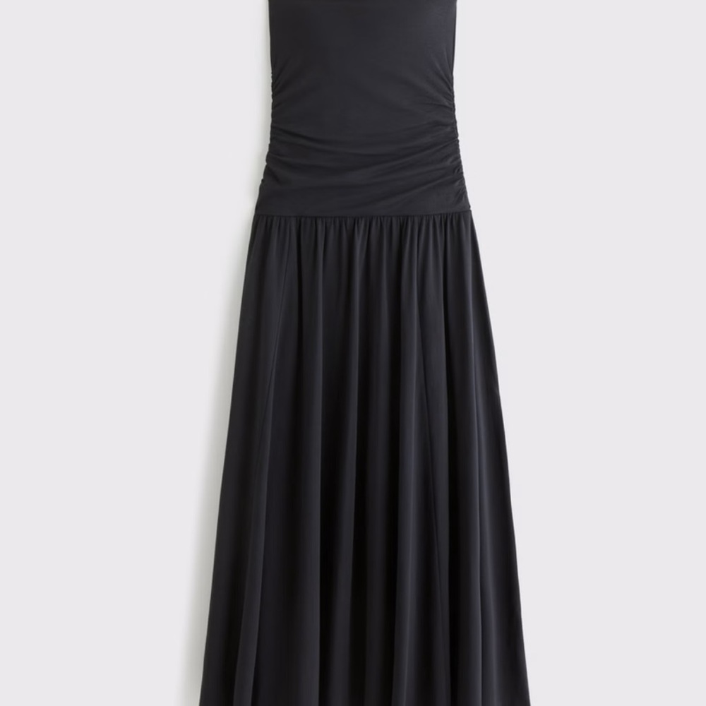 Elegant Black Maxi Dress drop waist Abercrombie